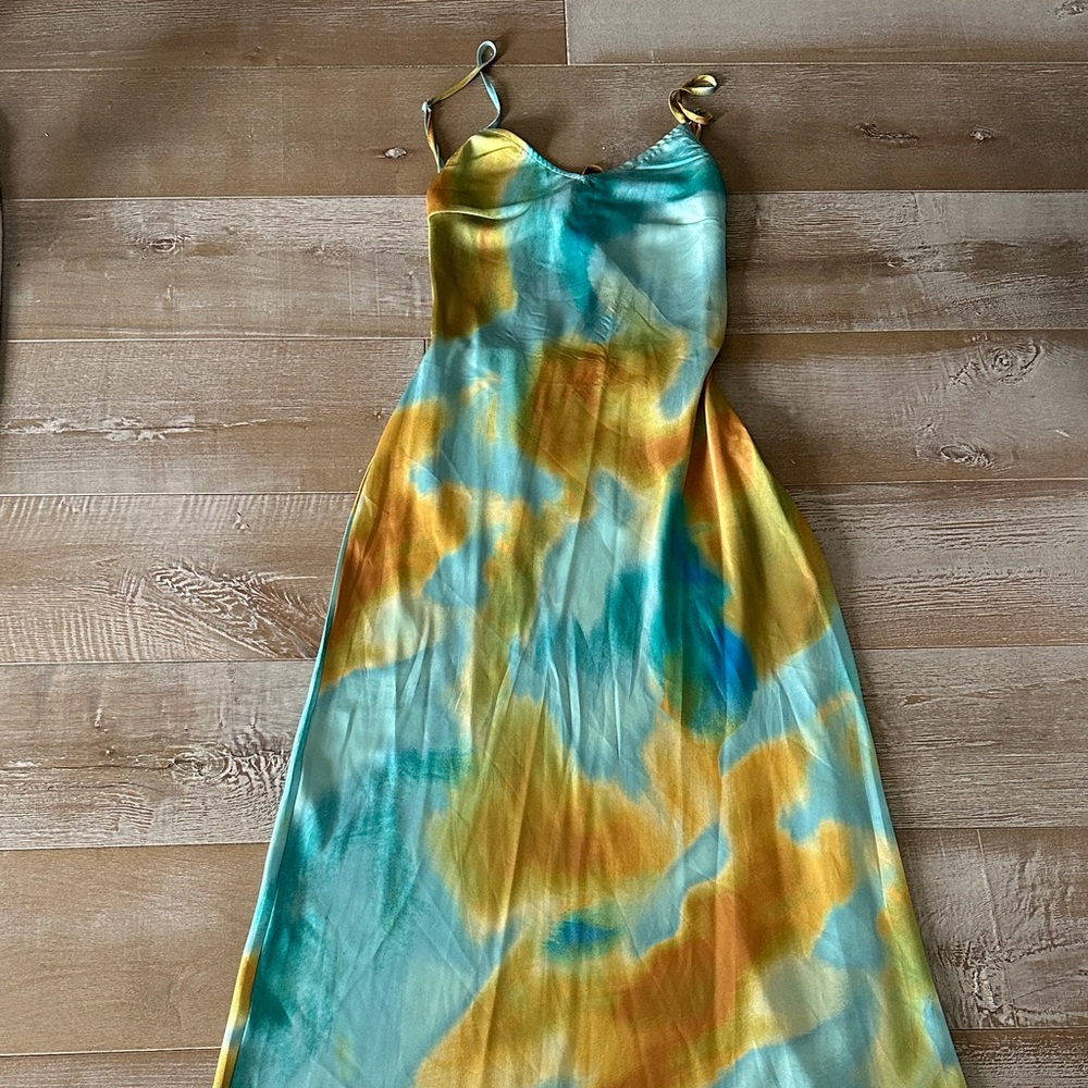 Flying Tomato turquoise and gold Maxi Dress  NWOT
